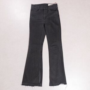 Rag & Bone Bella High-Rise Flare Bootcut Jeans Split Hem Black Denim Women's 28